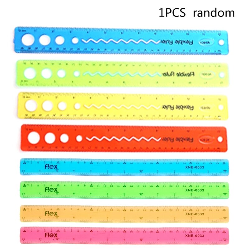 Clear Plastic Ruler Dual-scale Shatterproof 12 Inch PVC Ruler Anti-break for Student Adult School Office Colors Randomly