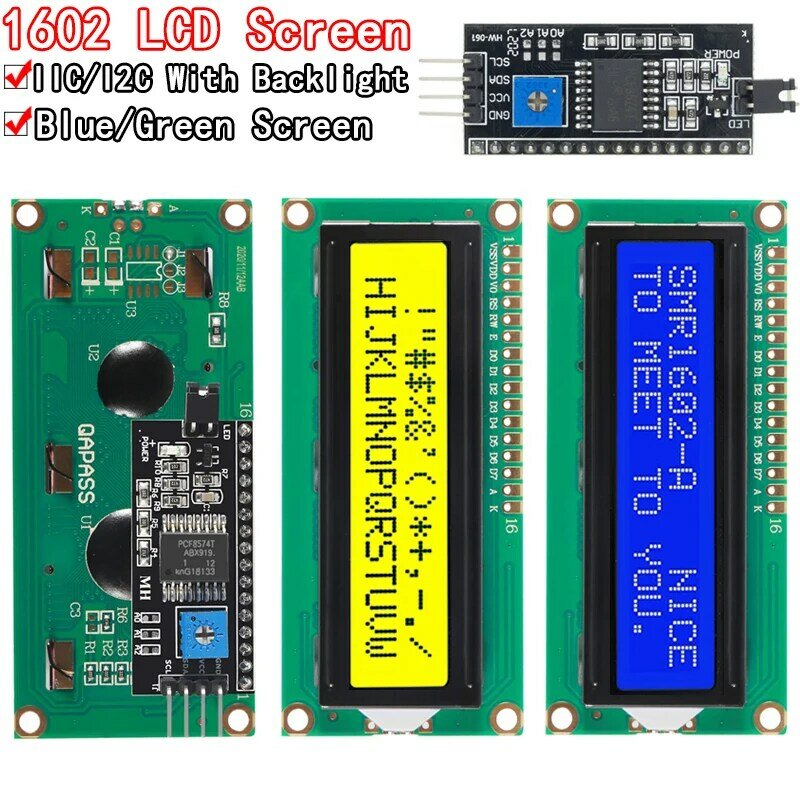 وحدة LCD زرقاء وخضراء لاردوينو ، شاشة IIC ، I2C ، UNO ، R3 ، Mega2560 ، LCD1602 ، LCD1602 + I2C