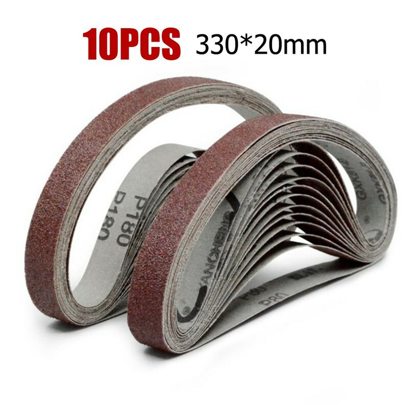 10pcs Small Pneumatic Belt Conveyor Sand Belt 20*330mm Sanding Belt 40-1000Grit Grinding And Polishing For Angle Grinder