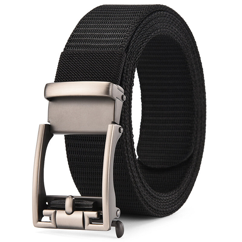 Simple and Casual Men's Business Automatic Buckle Belt Canvas Imitation Nylon Belt and Oversized Trendy Pants Belt