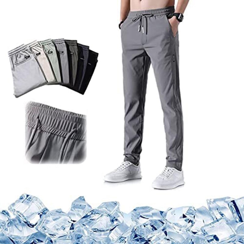 Pantalones de Jogging para hombre, pantalones de secado rápido, transpirables, con cordón, con bolsillos