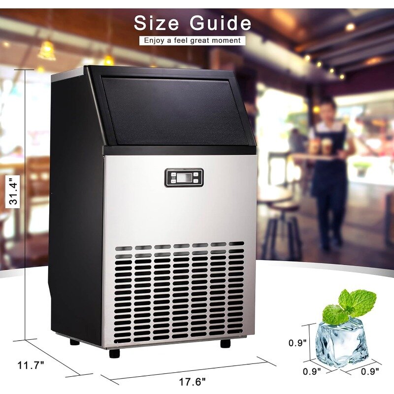 Müntactic-Machine à glace commerciale en acier inoxydable, machine à glace, capacité de 48 lb, 100lb par jour
