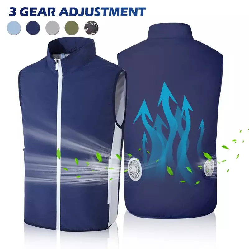 Летняя мужская жилетка для льда с USB-вентилятором охлаждения, одежда для кондиционера, тактическая рабочая одежда, полевая, для походов, рыбалки, крутая куртка без рукавов