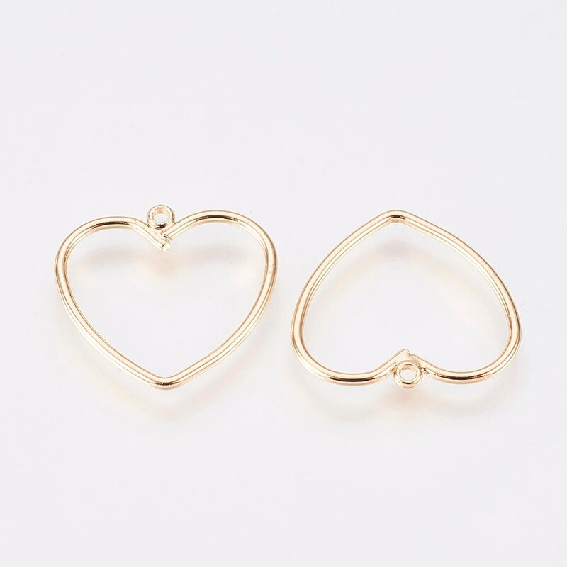 10pcs Brass Love Heart Hollow Pendants Charms Real 18K Gold Plated for Women Necklace Dangle Earrings Jewelry Making Supplies