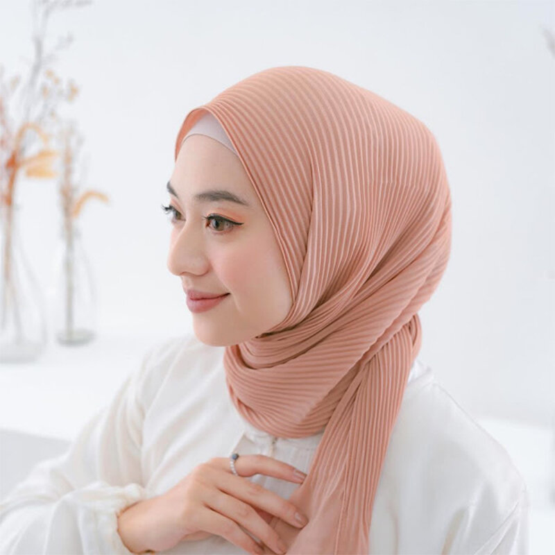 2022 Phụ Nữ Hồi Giáo Chai Sần Hijab Eid Quà Tặng Thời Trang Chắc Chắn Mềm Dài Hồi Giáo Khăn Quàng Cổ Cho Nữ Đồng Bằng Cotton Len 70*180Cm Hồi Giáo