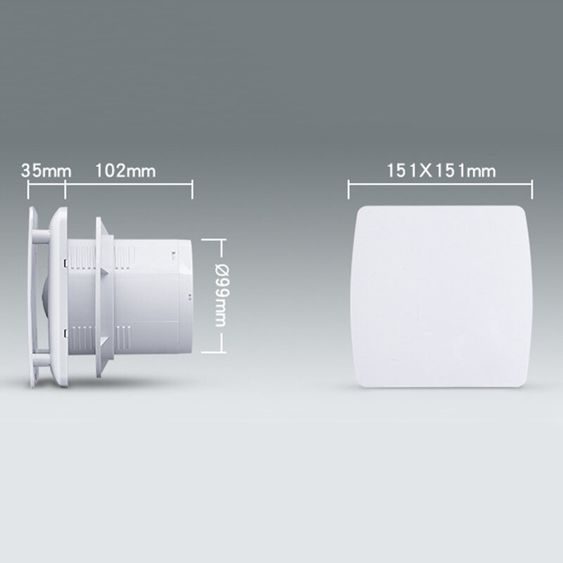Ventilador do extrator do banheiro silencioso com temporizador, simplesmente branco, humidistat, defletores quadrados, 4 em, 6 em
