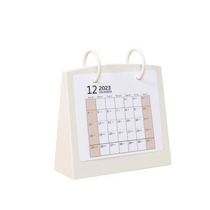 Desk Standing Calendar 2023 Desktop Small Monthly Planner Table Tabletop Schedule Wall Daily Decorative(A,Creamy-White)