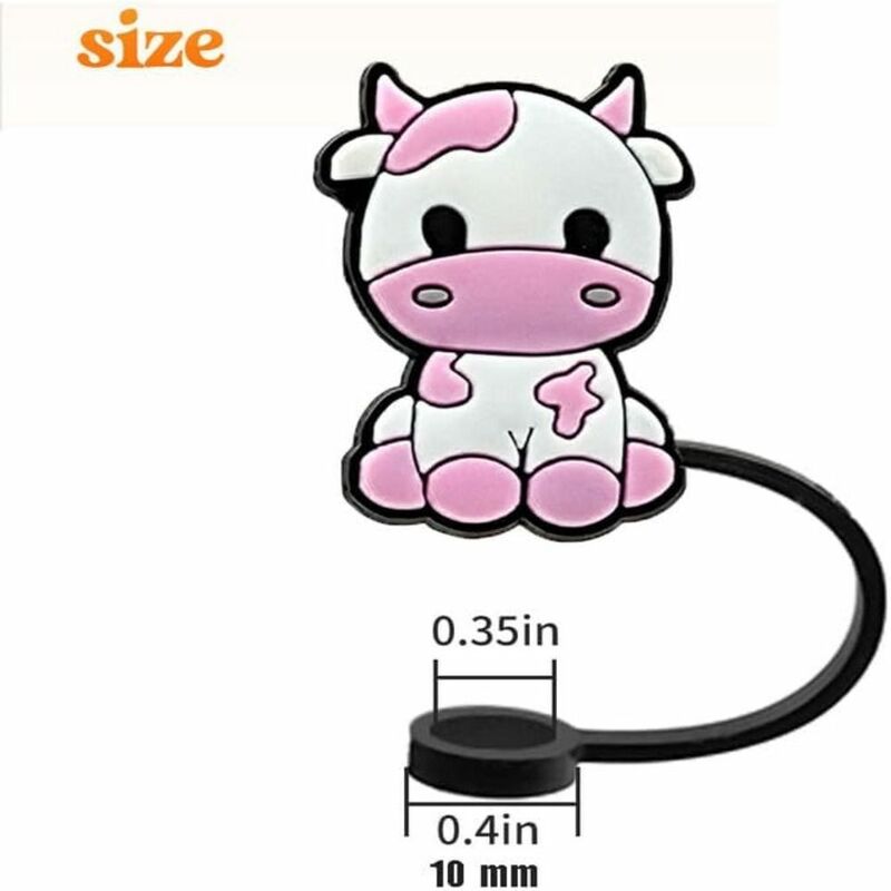 Cartoon Plugs Cover Silicone Straw Plug Creative Splash Proof Reusable Straw Topper 10mm Airtight Cow Straw Cover Bar
