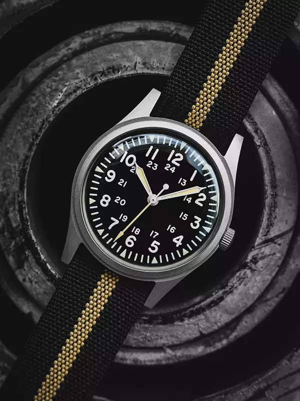 RDUNAE Retro zegarek wojskowy 34.5mm 316L ze stali nierdzewnej K1 szkiełko mineralne świecąca osobowość sportowy kwarcowy męski zegarek pilotażowy