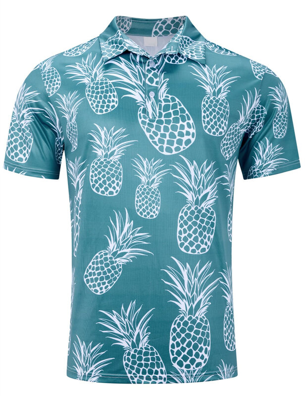 Polo décontracté à manches courtes pour hommes et enfants, t-shirts College de fleurs végétales en 3D, t-shirt à boutons, vêtements d'été, nouveau