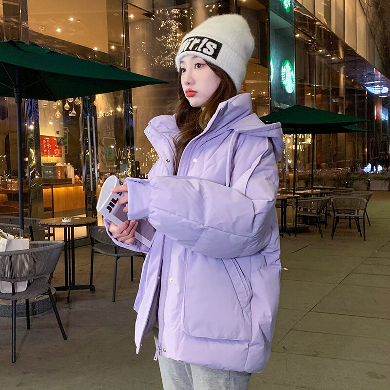Thicke Bread Clothing Short Down Padded Jacket Women Outerwear Loose Hooded Warm Parka 2022 Autumn Winter Coat Female Overcoat