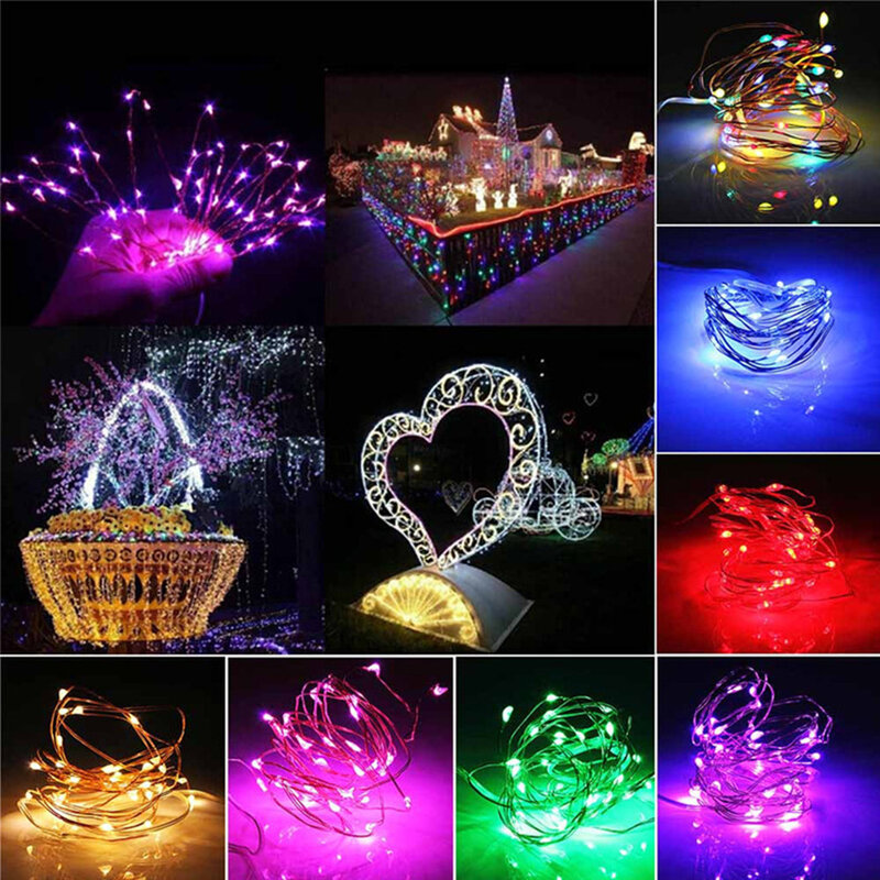 LED銅線ライトガーランド,USB,10/20/30m,防水,クリスマス,結婚式,パーティー,装飾用