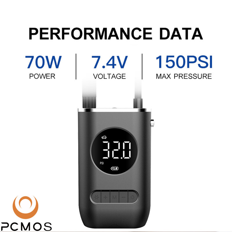 PCMOS 1 zestaw Samochodowa pompa inflacyjna Nadpływ przenośnych opon samochodowych i motocyklowych Ręczny bezprzewodowy wyświetlacz cyfrowy