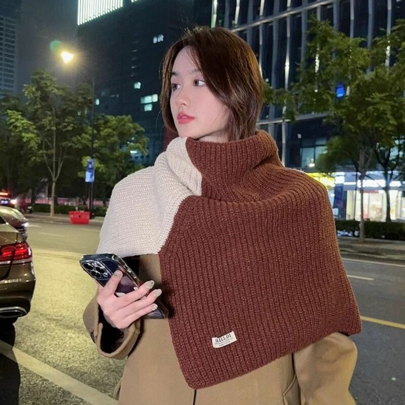 Irregular High Collar Shawl Contrast Color Warm Neck Wraps Clothes Decoration Accessories Scarf Accessories Shawl Wraps Girl