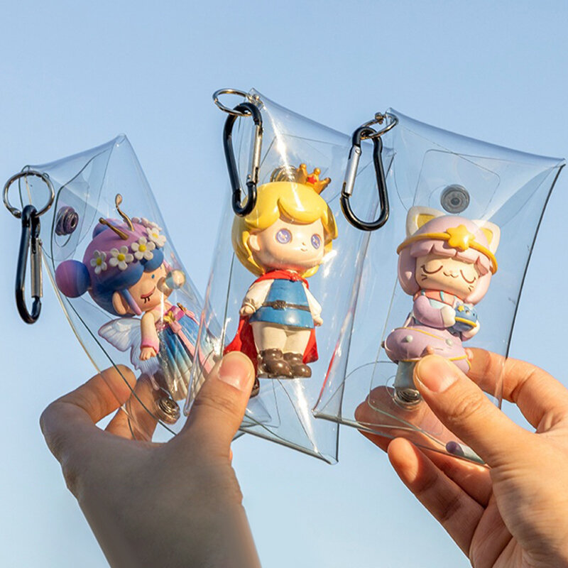 Mini bolsa de exhibición de muñecas de Anime, monedero transparente, llavero colgante, bolsa cuadrada, organizador de llaves, lápiz labial, auriculares, bolsa de almacenamiento