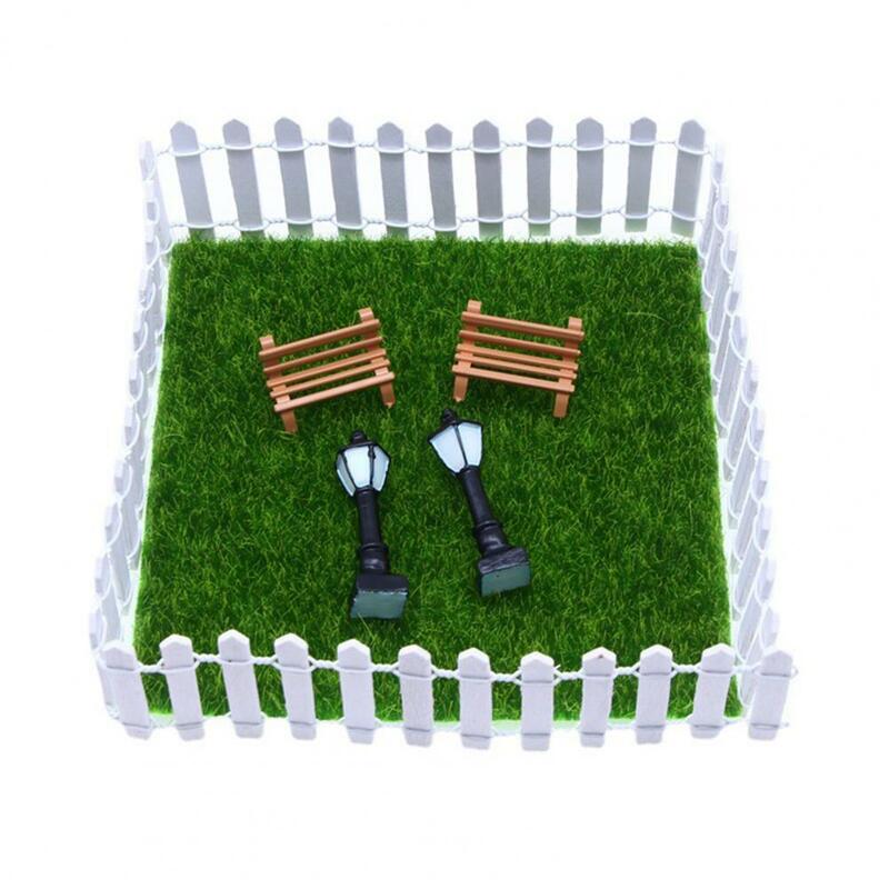 Puppenhaus Garten zubehör charmante Miniatur Garten Dekor Kunstrasen Möbel Zäune Straßen laternen für Kinder Erwachsene Mini