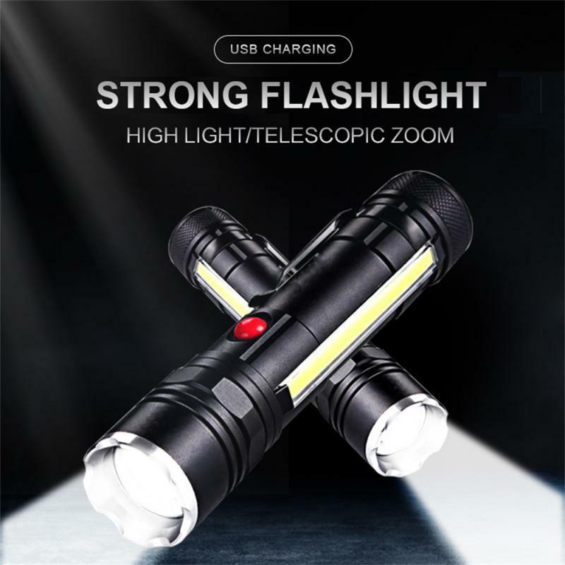 Potężny oświetlenie robocze COB latarki LED z magnesem taktycznym USB 4 tryby wodoodporne latarnia wędkarska 18650 lampa Zoom