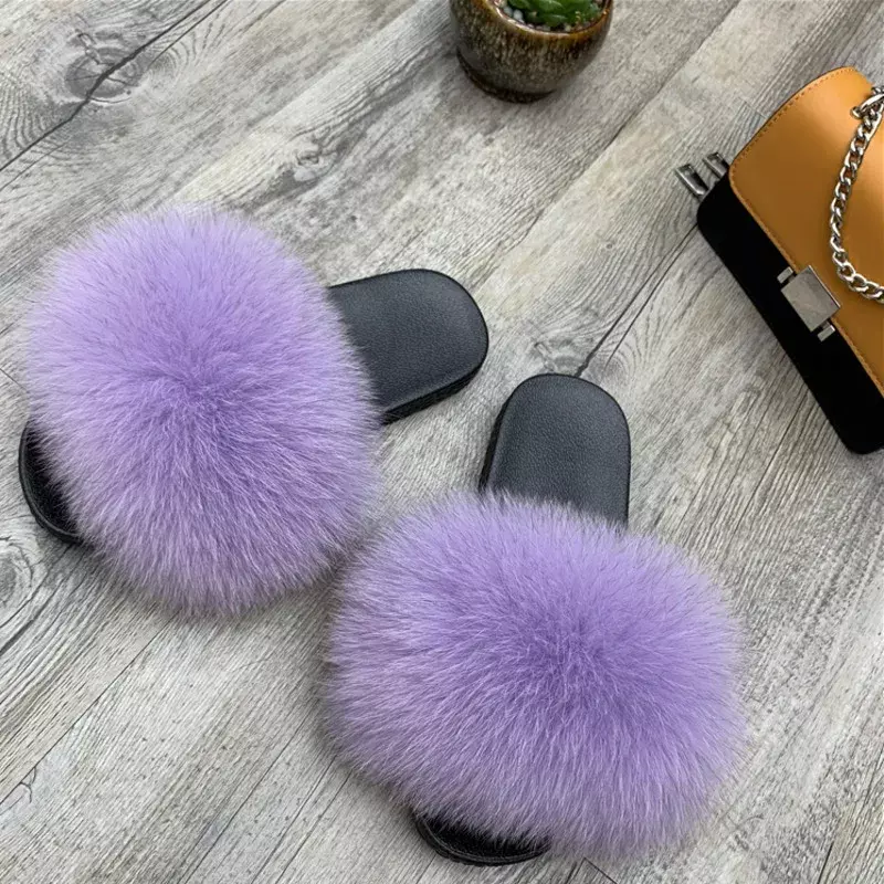 Fur Slippers Women Outerwear Summer Ladies Casual Plush Fur Fluffy Home Flat Slides Fashion Female Outdoor Shoes