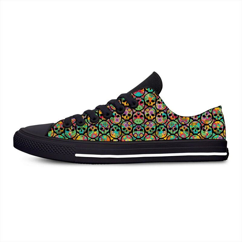Hot Cool Summer Mexican Sugar Skull Dead Novelty Design Classic Canvas Shoes Men Women Casual Sneakers Low Top Board Shoes