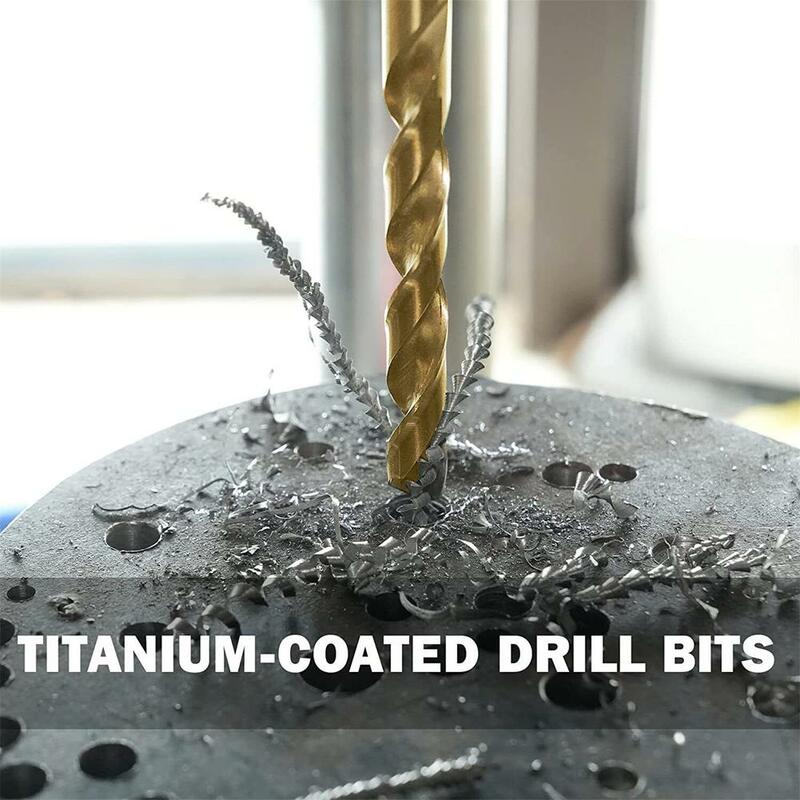 99pcs 1/16"-3/8" Twist Drill Bit Set Anti-rust Wear-resistant High-speed Steel Titanium Coated Drill Bit