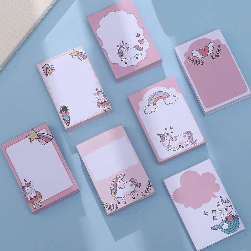 Fancy Cute 3D Memo Pads Cool Kawaii Space Unicorn Sticky Notes Post Notepad Back to School Girl Stationery Office Supply Planner
