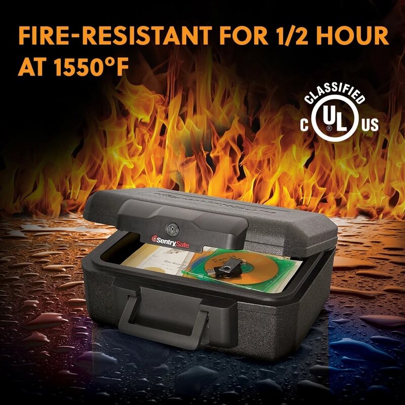 1200 Fire-Resistant Box with Key Lock 0.18 Cu. ft.