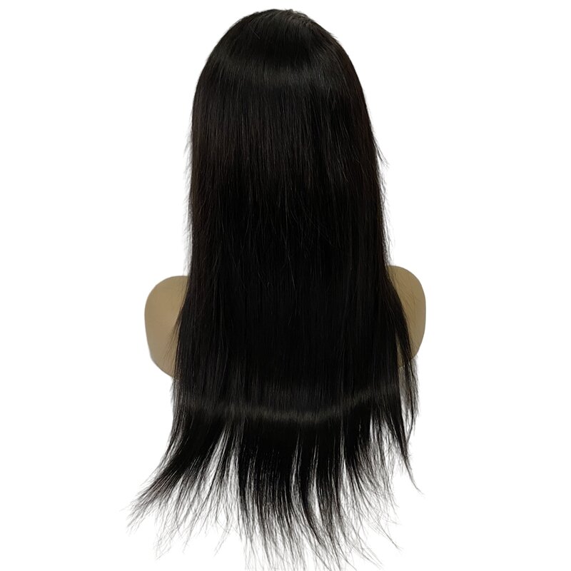 Silky Straight Full Lace Wig para mulheres negras, cabelo humano virgem brasileiro, cor natural, 18 polegadas, 180% Densidade