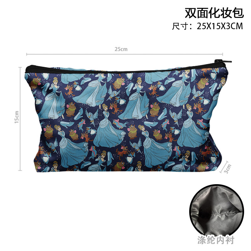 Disney Princess mermaid cenerentola M7760 slip Anime Cartoon Makeup Bag Casual Pen Bags Storage Handbag Gift