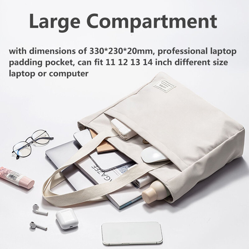 Schokbestendig Canvas Dames Laptop Draagtas 14 Inch Voor Macbook Air Pro Huawei Dell Acer Xiaomi Hp Notebook Handtassen Aktetas