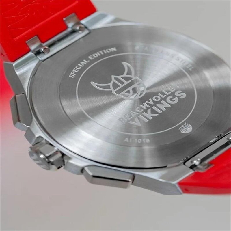 Malice LACROIX Aikon relógio masculino de luxo, quartzo, cronógrafo, edição especial, mostrador vermelho, pulseira de borracha vermelha, relógio masculino