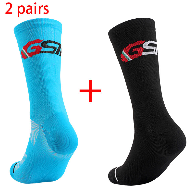 Calcetines deportivos de compresión para hombre y mujer, medias protectoras para ciclismo de montaña, 2 pares