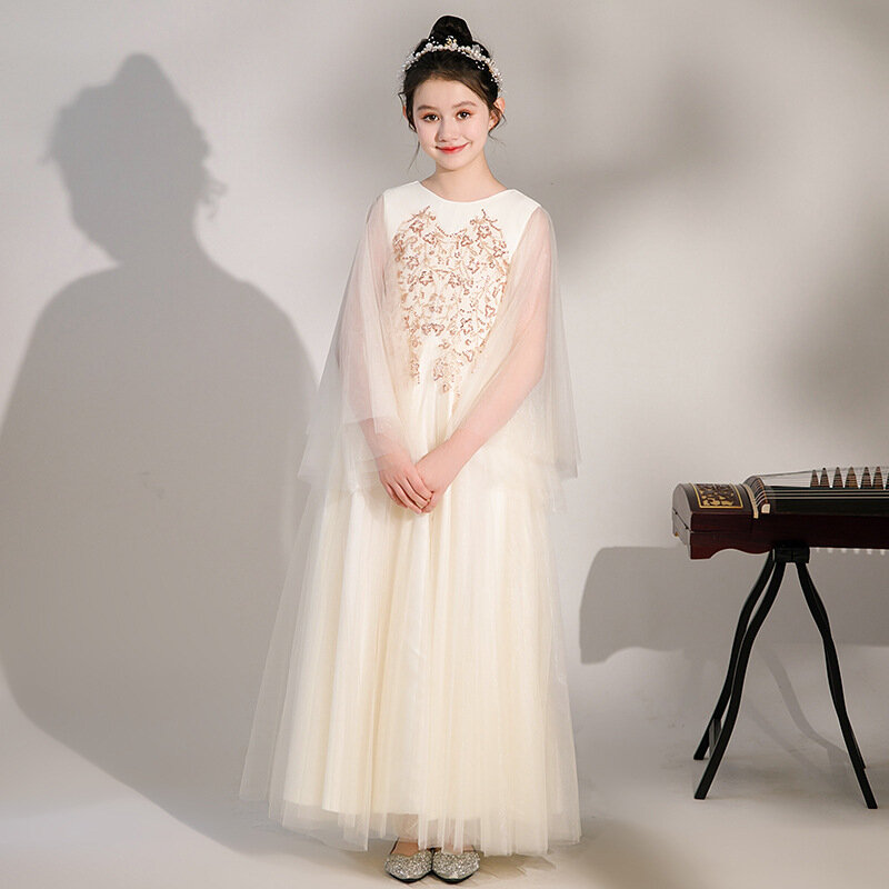 Kinder Guzheng Performance Kleid Mädchen Bühne Klavier Performance Kleid kleines Mädchen Prinzessin Stil Host Kleid neuen Stil