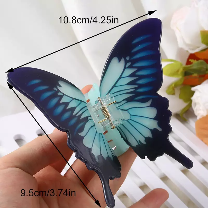 Muweordy New French Butterfly Hair Claw Gradient Tie-Dye Acetate Claw Clip Beautiful Crab Hair Clip Hair Accessories for Girls