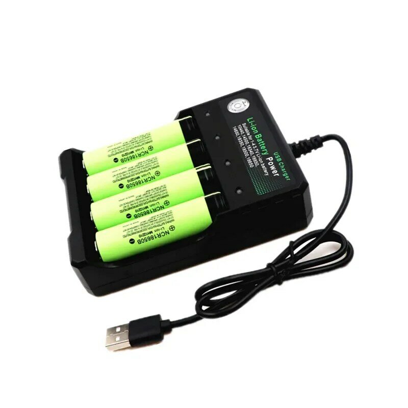 1-10 buah NCR 18650B 3400mAh 18650 baterai isi ulang lithium-ion untuk senter 3.7V alat Baterai + pengisi daya pintar quad USB