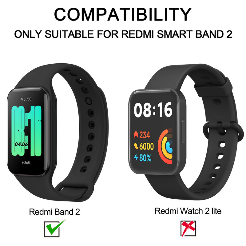 Correa de TPU suave para Xiaomi Redmi Band 2, Correa de reloj inteligente, pulsera deportiva de repuesto para Xiaomi Redmi Band 2