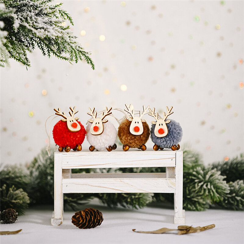 Weihnachten Fühlte Fawn Anhänger Weihnachten Baum Ornamente Dekoration Hängen Anhänger 2022 Navidad Geschenke Wohnkultur