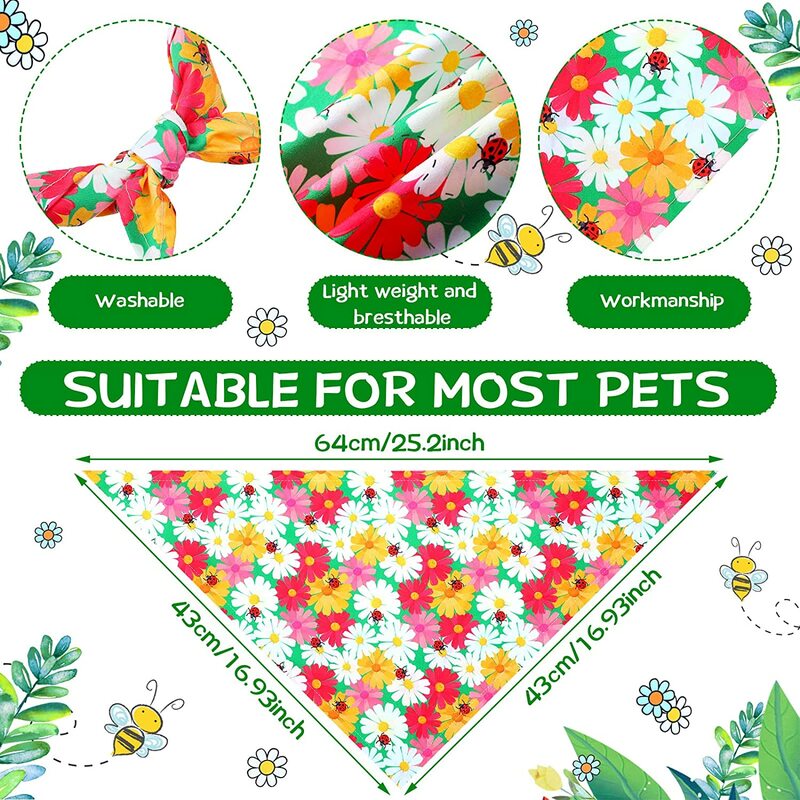 30Pack wiosenna, w kwiatki i letnie owoce uroczy pies bandany miękkie trójkątne szaliki dla psów poliestrowa chustka dla małych średnich dużych zwierząt domowych
