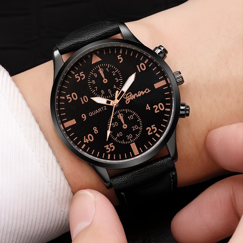 4Pcs ชุดนาฬิกาผู้ชายแฟชั่นสุดหรูออกแบบนาฬิกาหนังควอตซ์ผู้ชายของขวัญนาฬิกาข้อมือ Montre Homme Relogio Masculino ไม่มีกล่อง