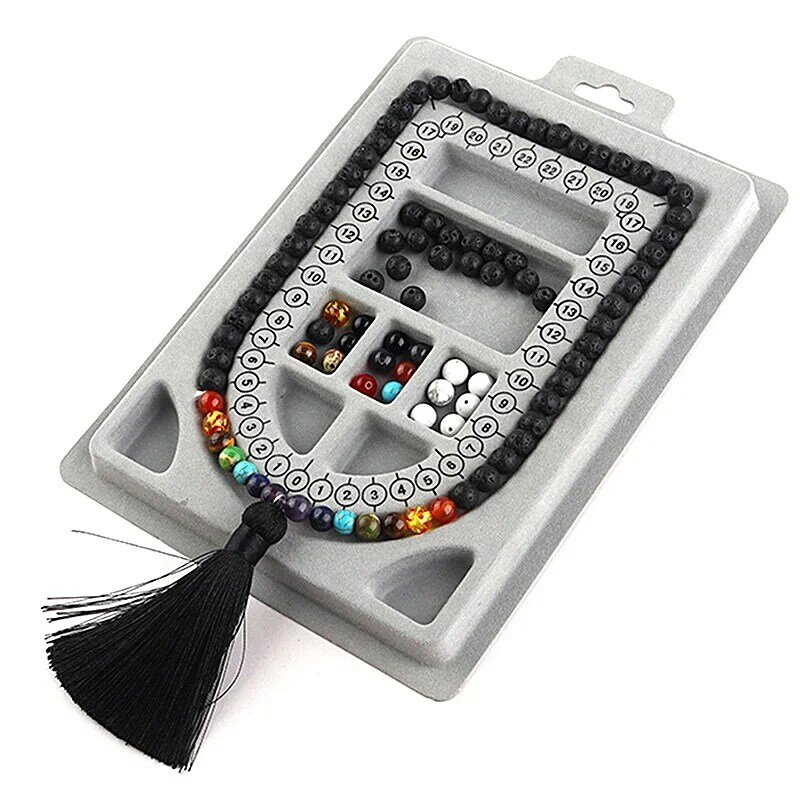 Tableau de perles floquées grises pour bricolage, bracelet, collier, perles, bijoux, outils de mesure, accessoires