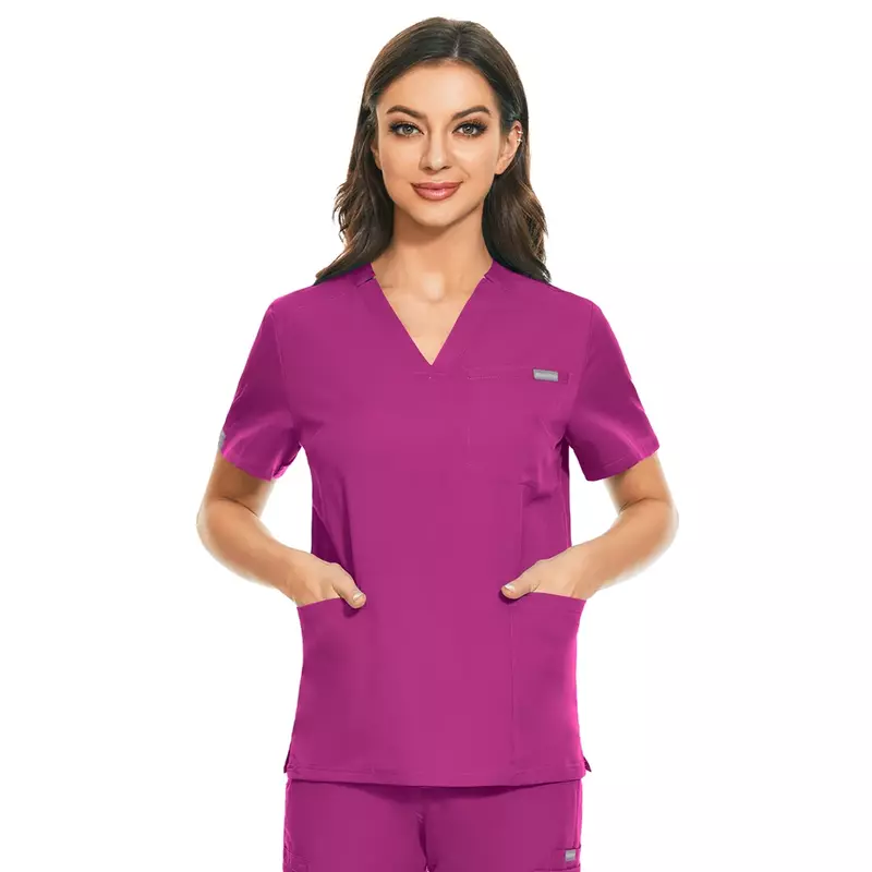Esfrega Tops Mulheres Dentista Hospital Geral de Trabalho Uniforme Da Enfermeira Esfrega Hospital Workwear Uniformes Salão de Beleza Roupas de Farmácia