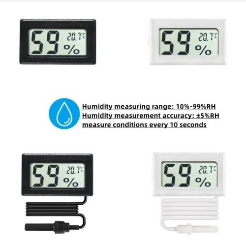 مستشعر درجة حرارة LCD رقمي مصغر لخزان الأسماك ، داخلي ، مريح ، مقياس الرطوبة ، عداد المياه