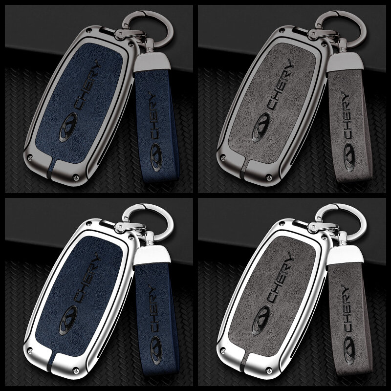 Zinc Alloy Leather Smart Car Key Case Capa, Acessórios Chaveiros, Chery Tiggo 7, 8 Pro, 8 PLUS, Arrizo 5