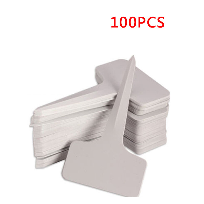 50-100pcs White Plastic PVC Plant T Type Tags Markers Nursery Garden Labels Tray Pots Decor Garden Labels Accessories