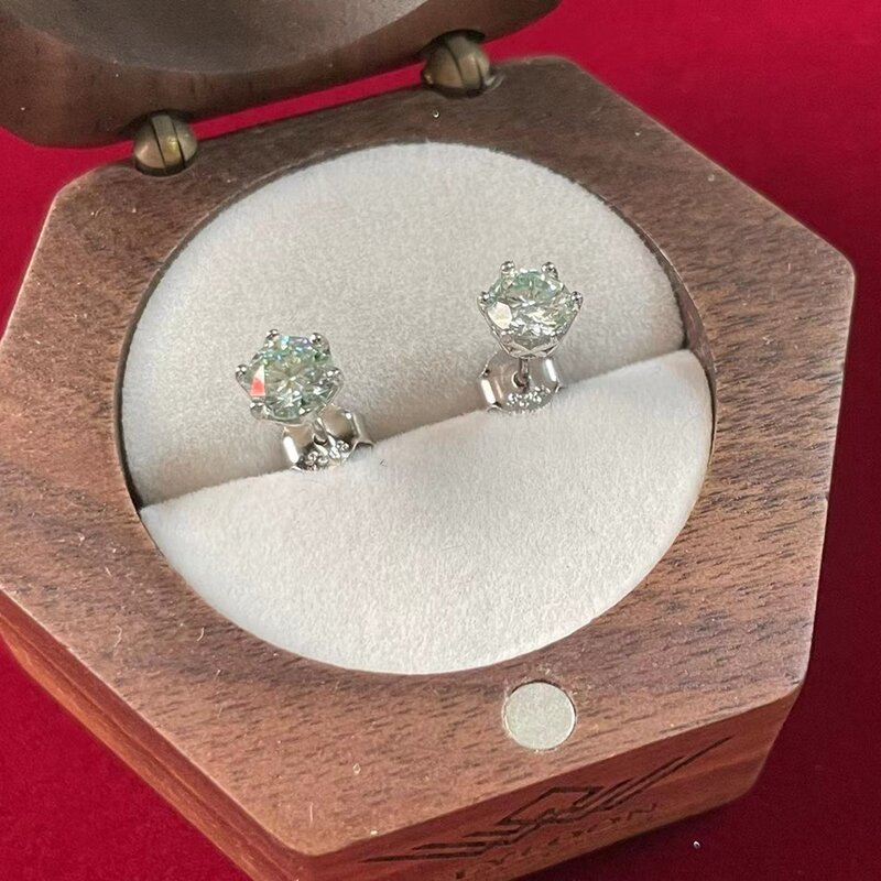 PuBang-Brincos de diamante para homens e mulheres, joias finas, prata esterlina 925, moissanite verde claro GRA, presente por atacado, 0.5CTx2Pcs