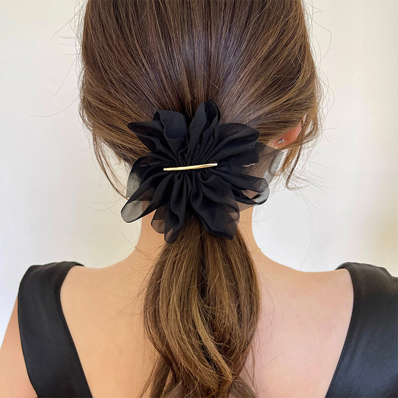 Big Spring Hair Claw Clips Women Metal Chiffon Flowers Ponytail Holder forcina Barrettes Fashion Girls accessori per capelli Hairgrip