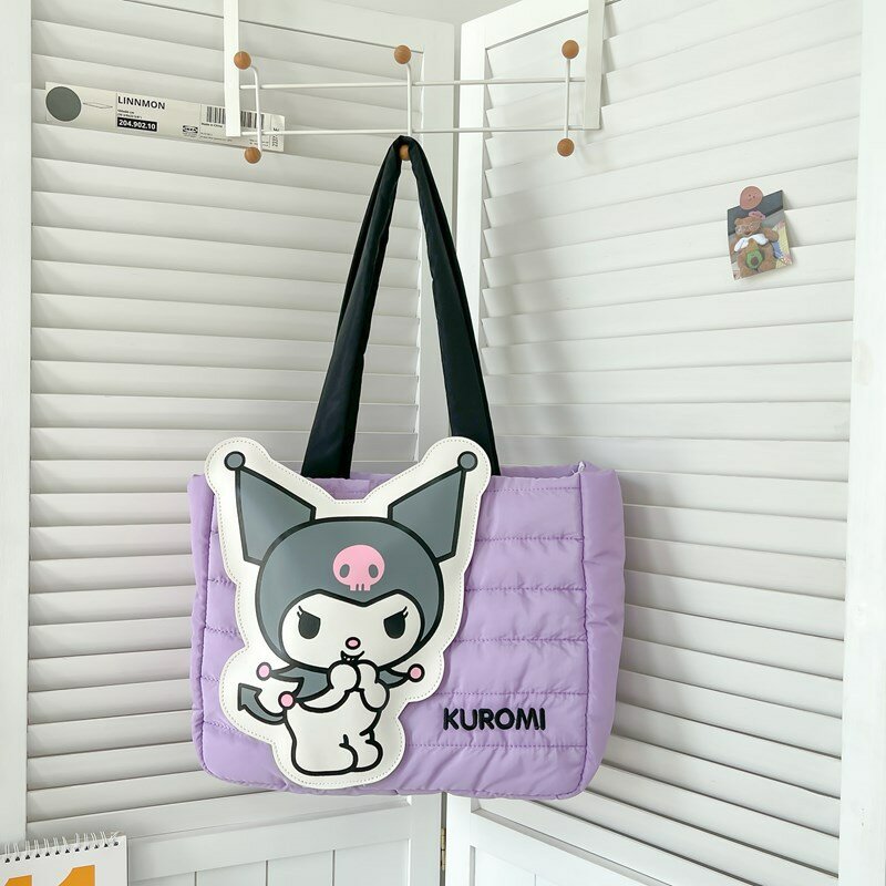 2024 New Kawaii Mys Melodys Cute Cartoon Kuromis Down Cloth Handbag Girl Heart Sweet Large Capacity Girls Shoulder Bags Gift