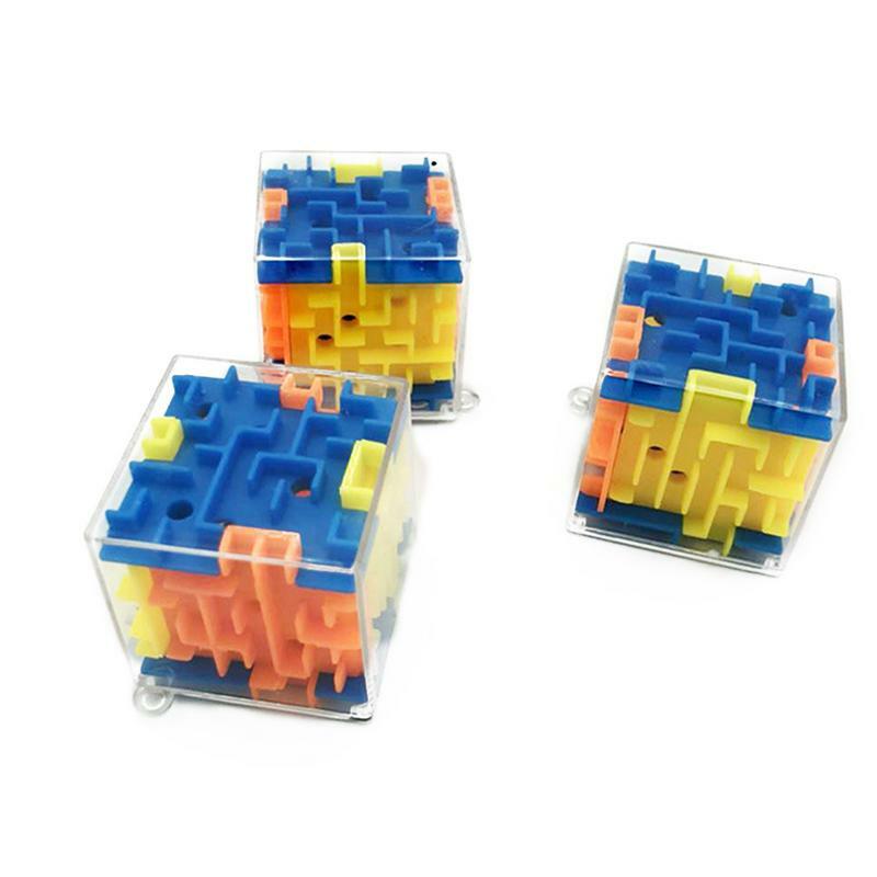 Mini cube magique labyrinthe à six faces, puzzle transparent, boule roulante, jouets, cadeaux pour enfants, casse-tête