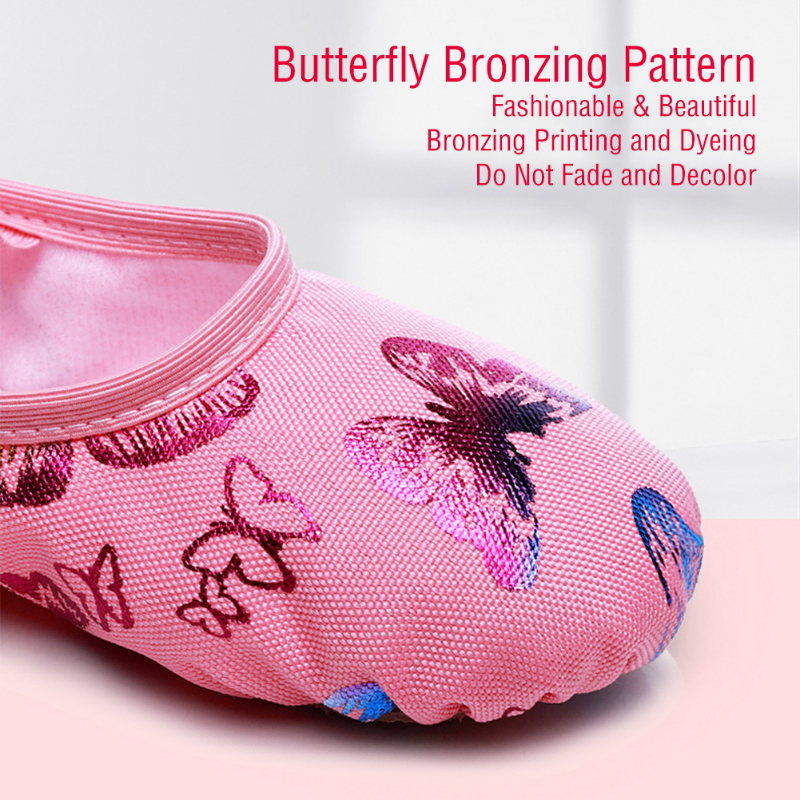 Балетные танцевальные Тапочки Girlst, парусиновая обувь с бабочками и узлами, мягкая подошва, Детская практичная обувь для танцев