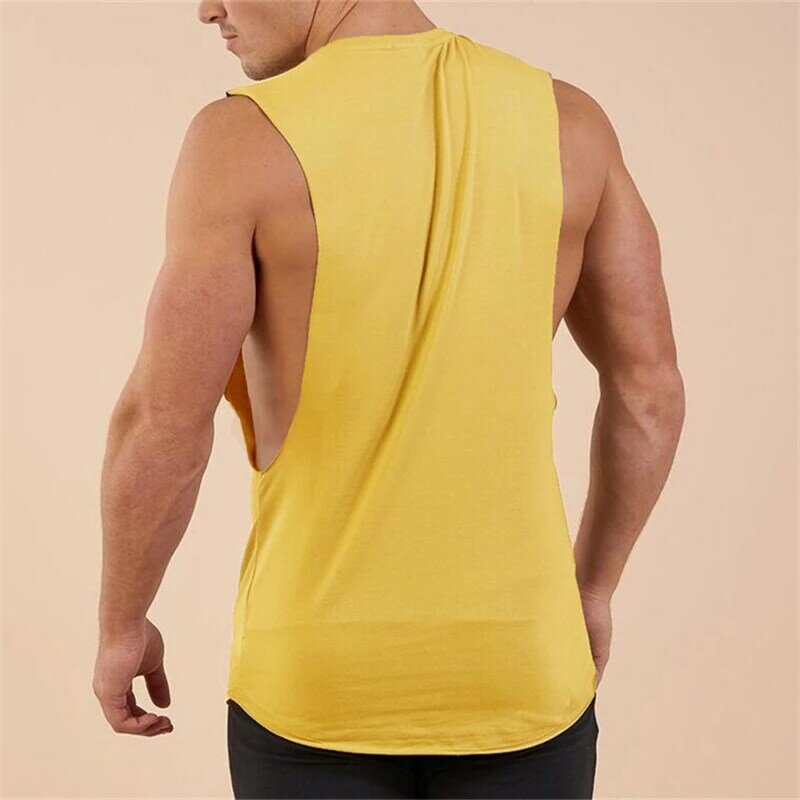 Fashion Workout Casual Katoen Slim Shirt Mannen Gym Fitness Tank Top Bodybuilding Merk Vest Spier Mouwloze Ademend Singlets