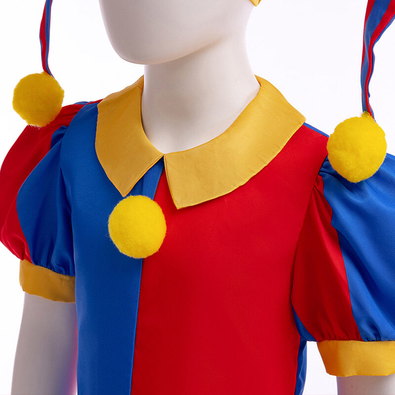 The Amazing Digital Circus Pomni Kid Costume Cosplay per Kid Girl Boy Halloween Princess 4PCS Siut Carnival Sets Girl Cartoon